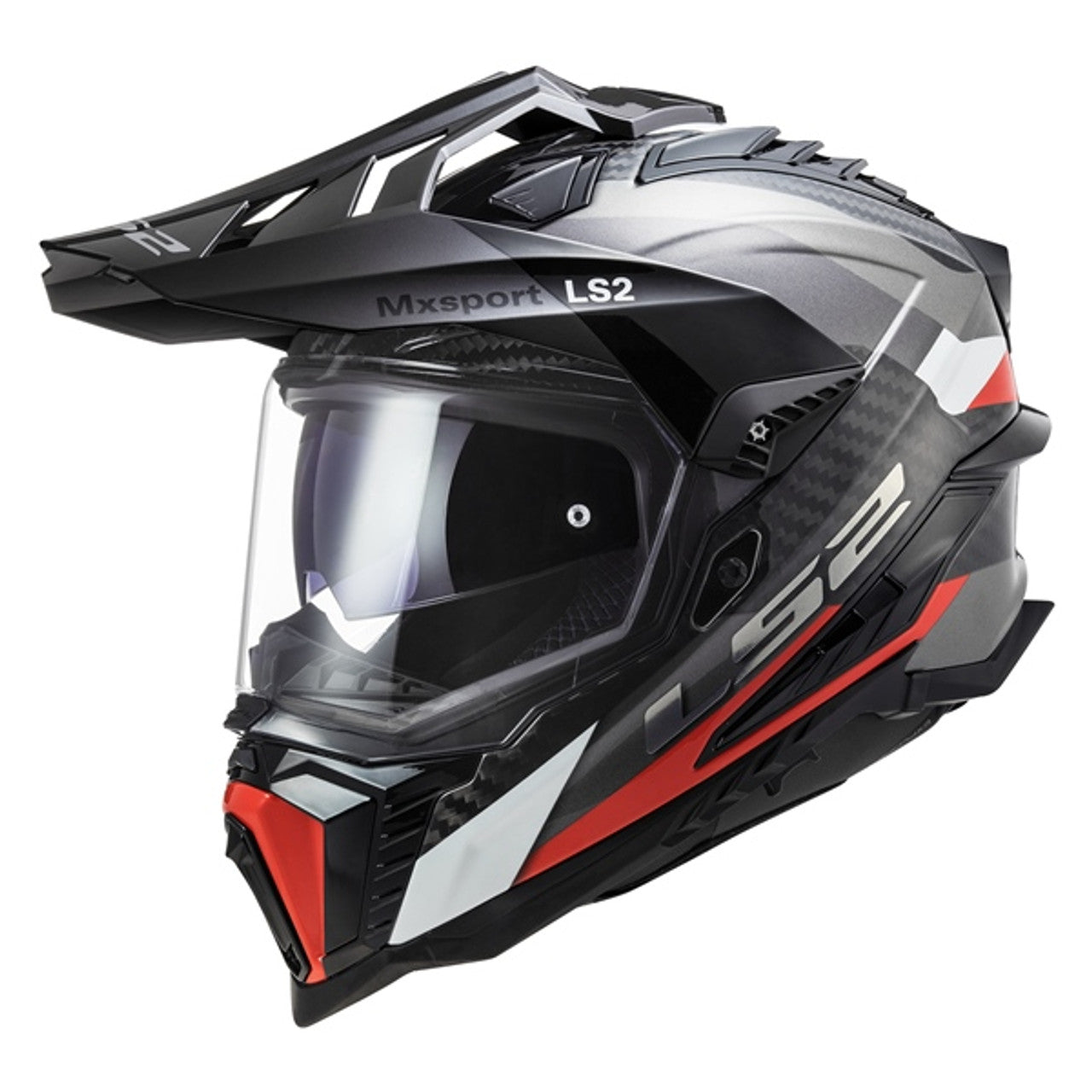 ls2 dual sport helmet gloss red LS2 Explorer Carbon Frontier Dual Sport Helmet (Gloss Titanium/Red)