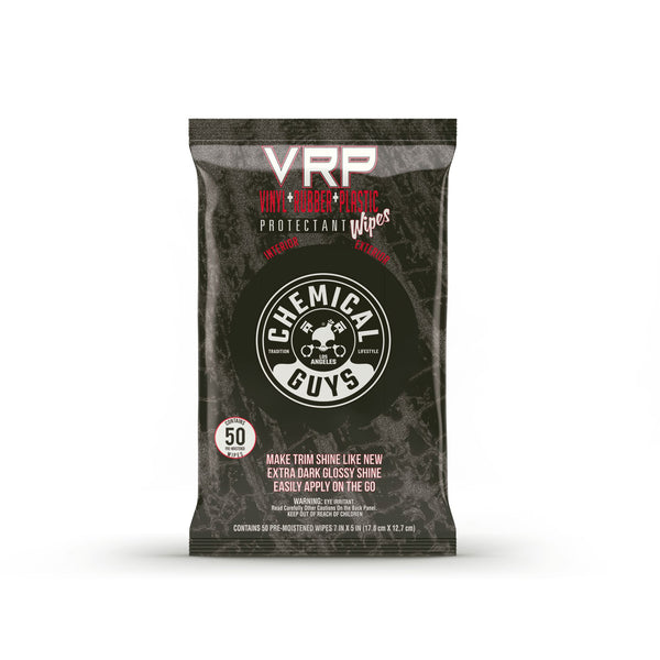 Chemical Guys VRP Vinyl, Rubber, Plastic Protectant Wipes (50 Wipes)