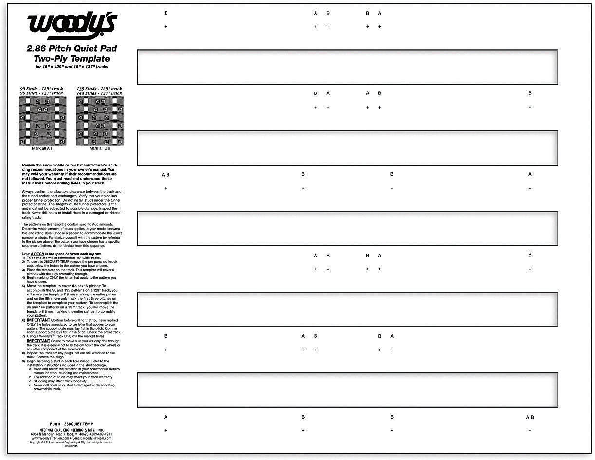 Gabarit de goujons Woody's Quiet Pad, 2 plis, 2,86 po