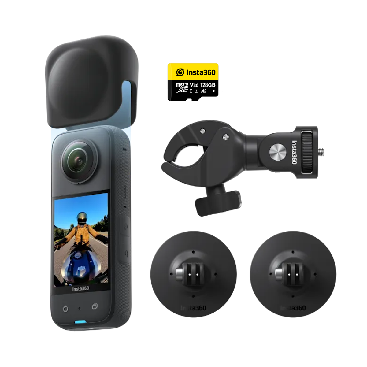 Insta360 X3 Action Camera - Motorcycle Bundle + Memory Card
