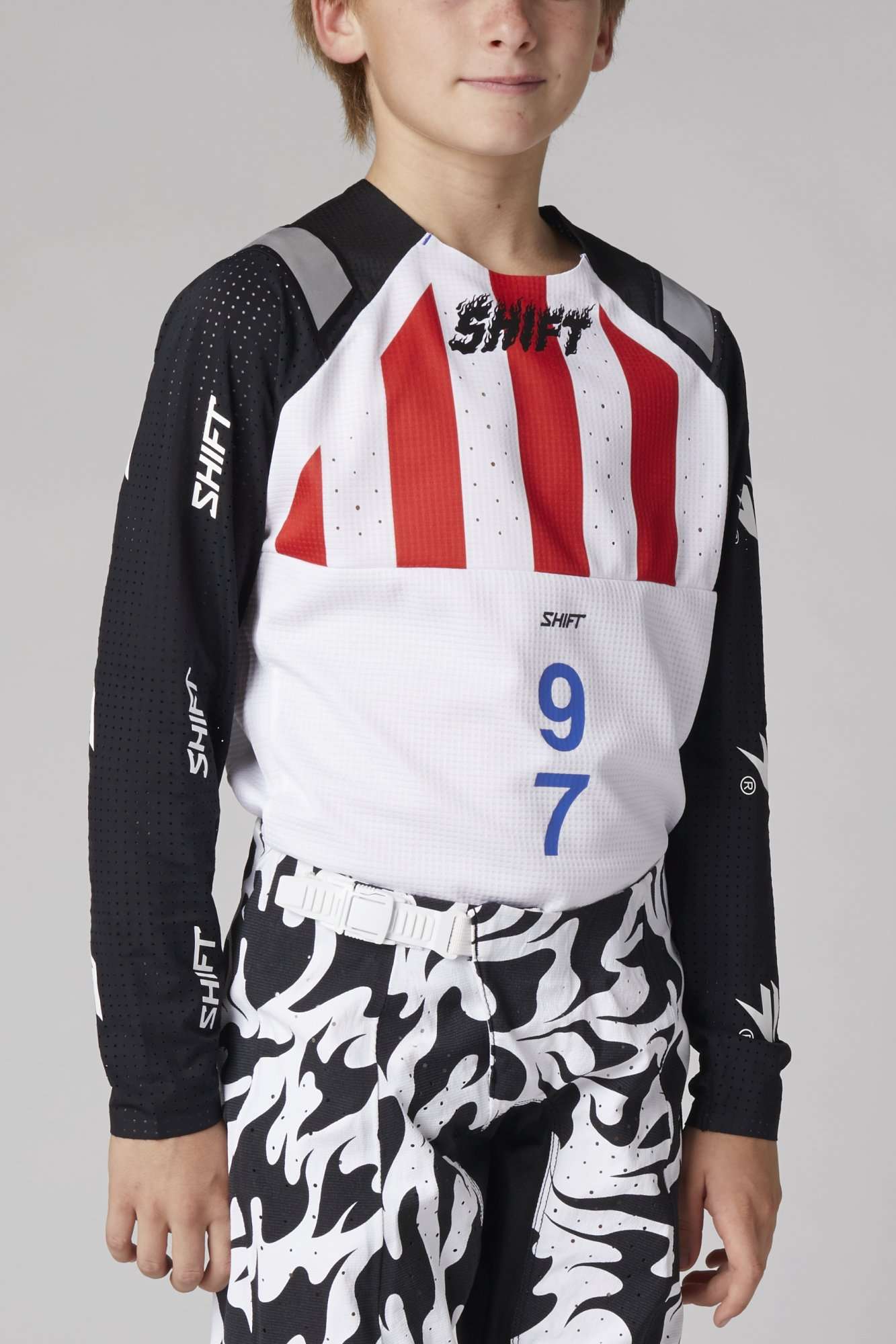 Maillot MX Shift Youth Blue Label Flame (Liquidation)