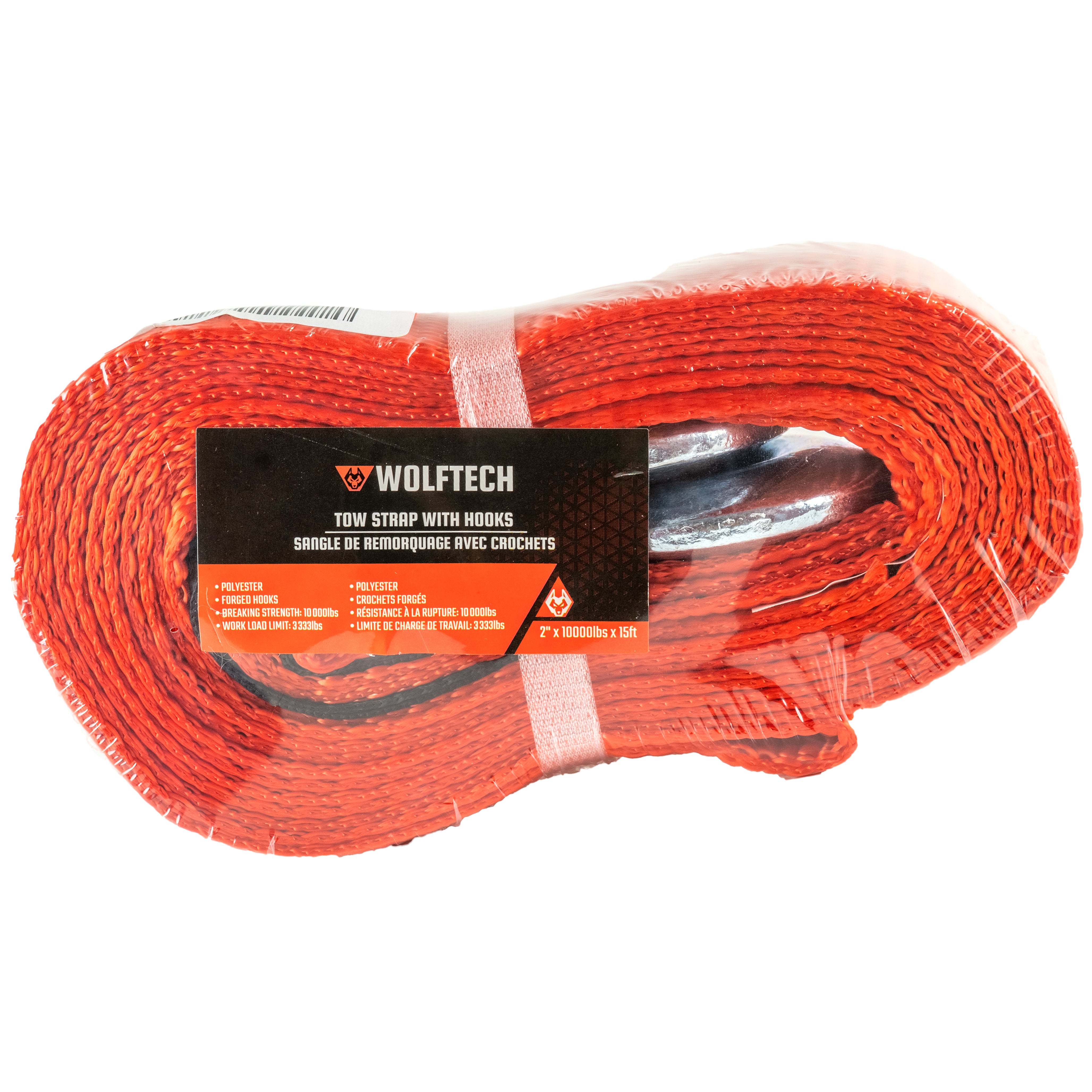 Sangles de remorquage Wolftech avec crochets forgés, 2 po x 15 pi, 10 000 lb