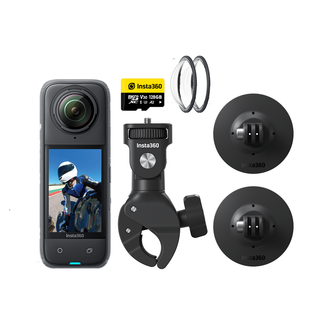 Insta360 X4 Action Camera - Motorcycle Bundle + Memory Card