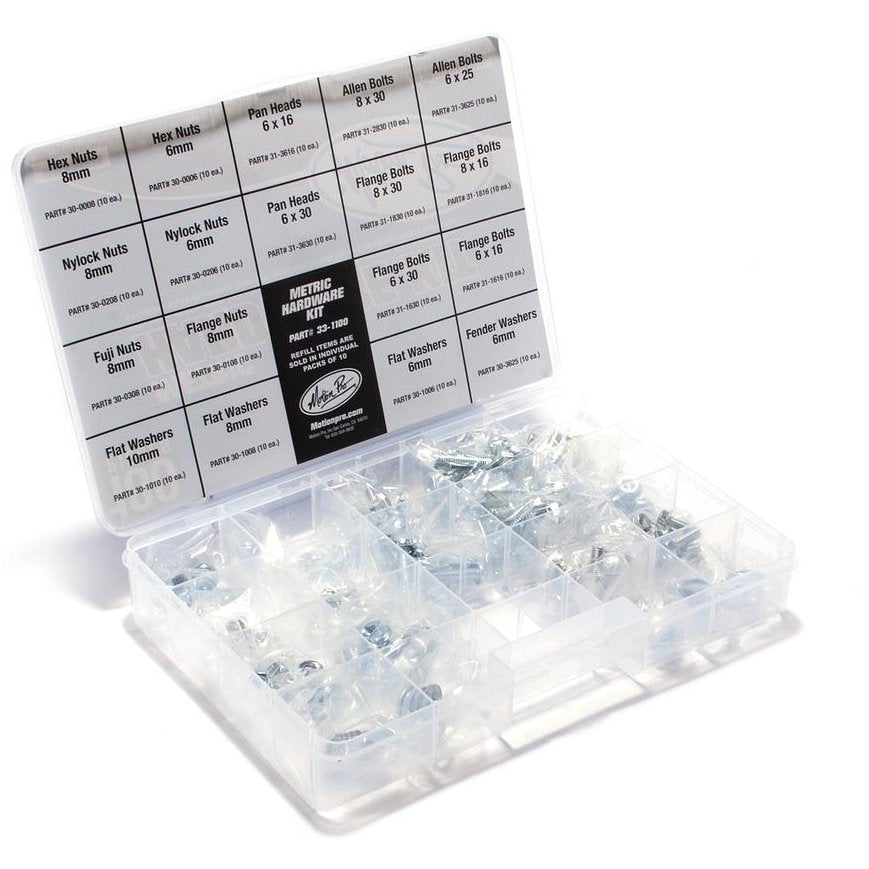 Kit de quincaillerie métrique Motion Pro 180 pièces avec boulons et vis de classe 12.9