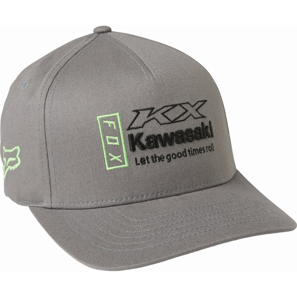 Fox Racing Kawasaki Flexfit Hat (Closeout), Grey, S/M