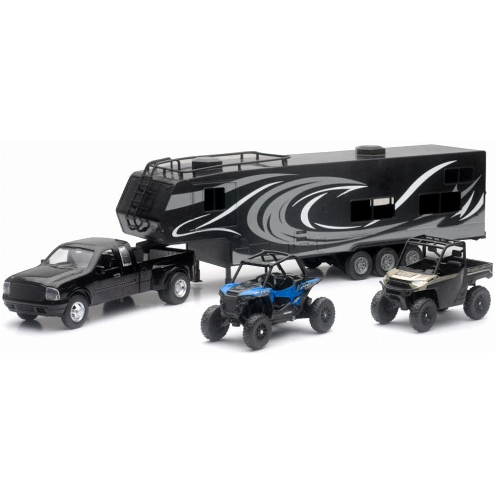 New-Ray Toys Pick-Up Toy Hauler w/ Polaris Vehicles Set