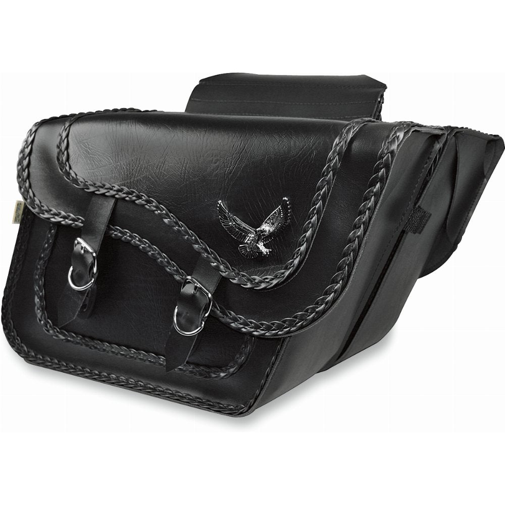 Willie &amp; Max Black Magic Slant Motorcycle Saddlebags