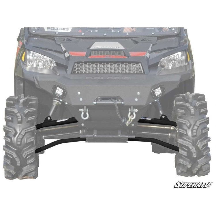 Bras triangulaires tubulaires décalés vers l'avant pour SuperATV Polaris Ranger à garde au sol élevée de 1,5 po (noir)