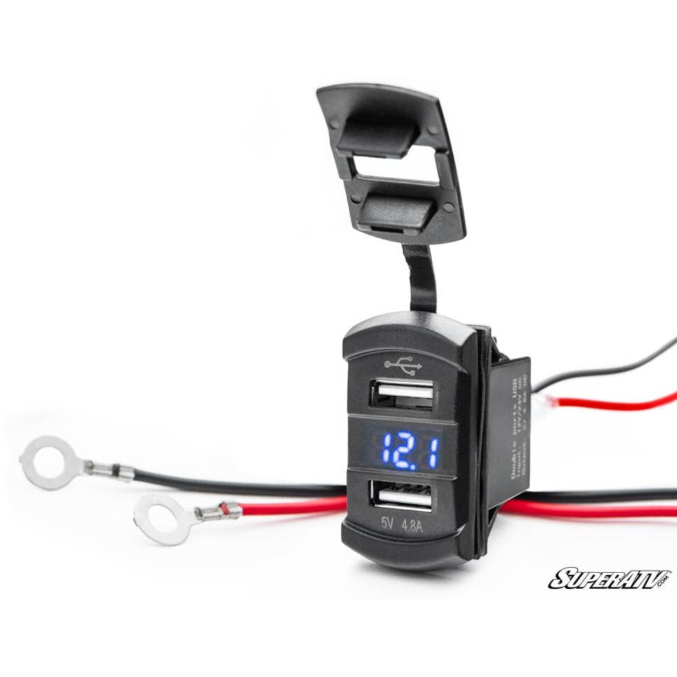 Voltmètre SuperATV 12 V UTV et chargeur double USB