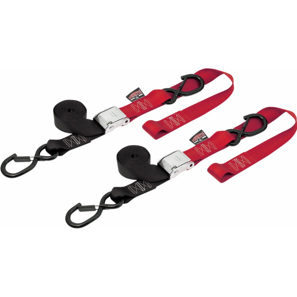 Powertye 1.5" Cam Buckle Tie-Downs w/ Safety Latch Hooks &amp; Soft-Tye
