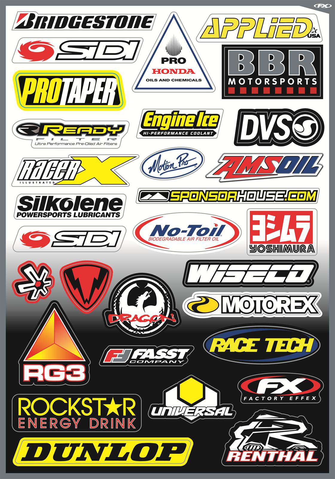 Feuille d'autocollants pour kit sponsor Factory Effex D