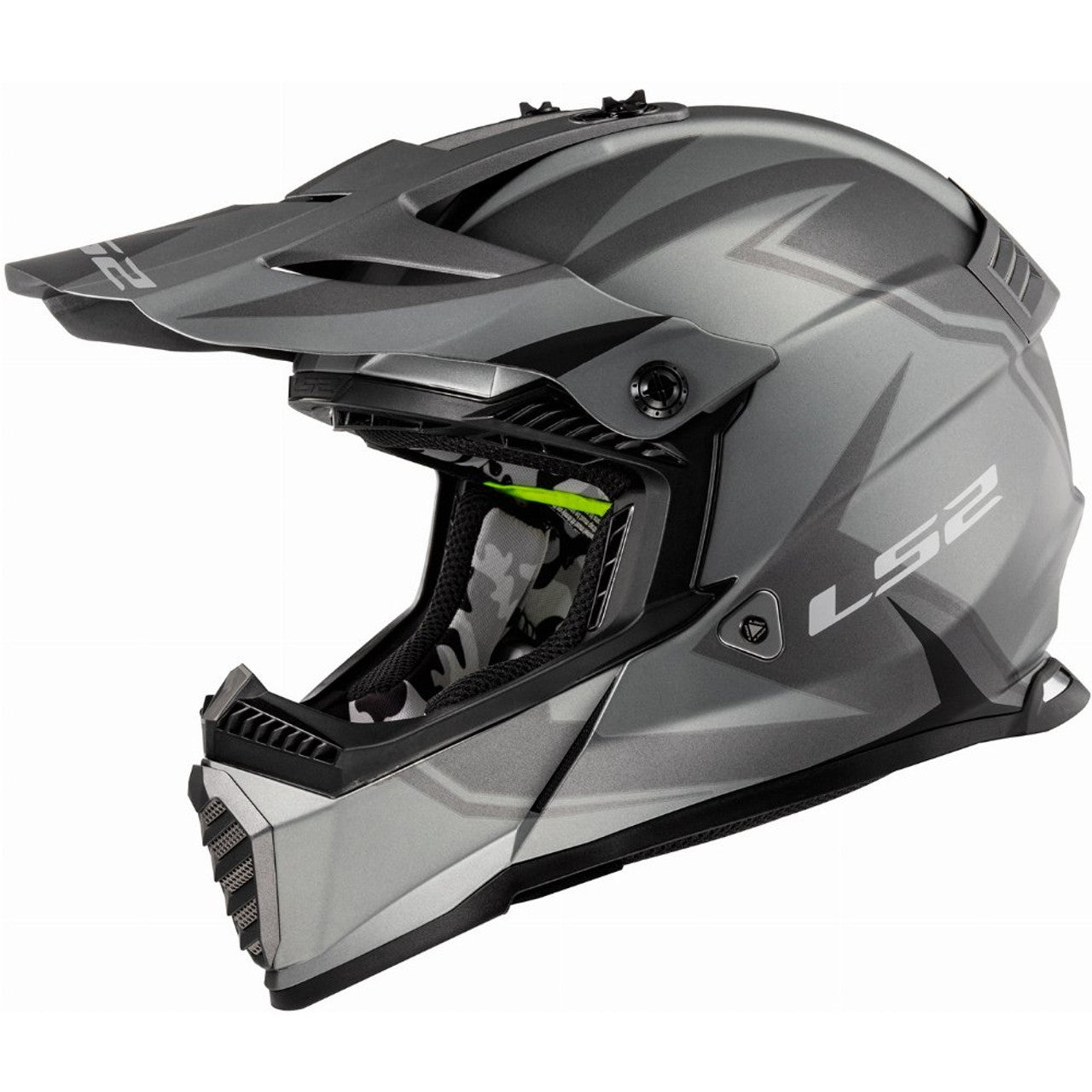 LS2 Gate Two Face Motocross Helmet (Matte Titanium/Black)