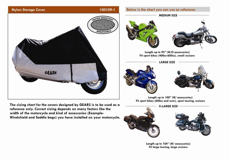 Gears Nylon Motorcycle Cover