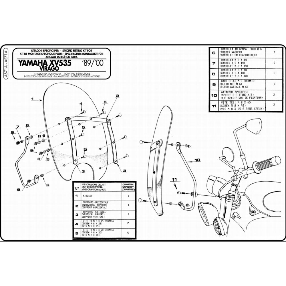 Kit de montage pour pare-brise Givi American Cruiser