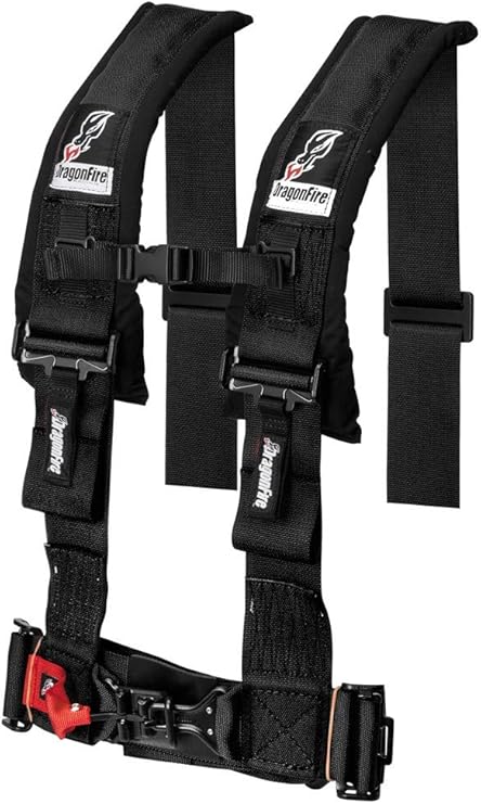Dragonfire H-Style 4-Point 3" Harness - Black