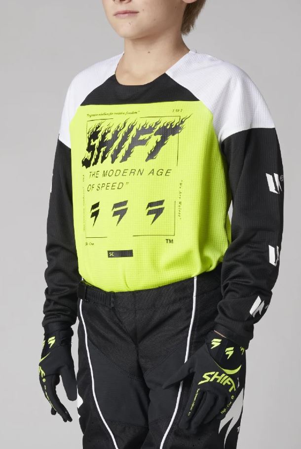 Maillot Flame White Label pour jeunes de Shift Racing (Liquidation)