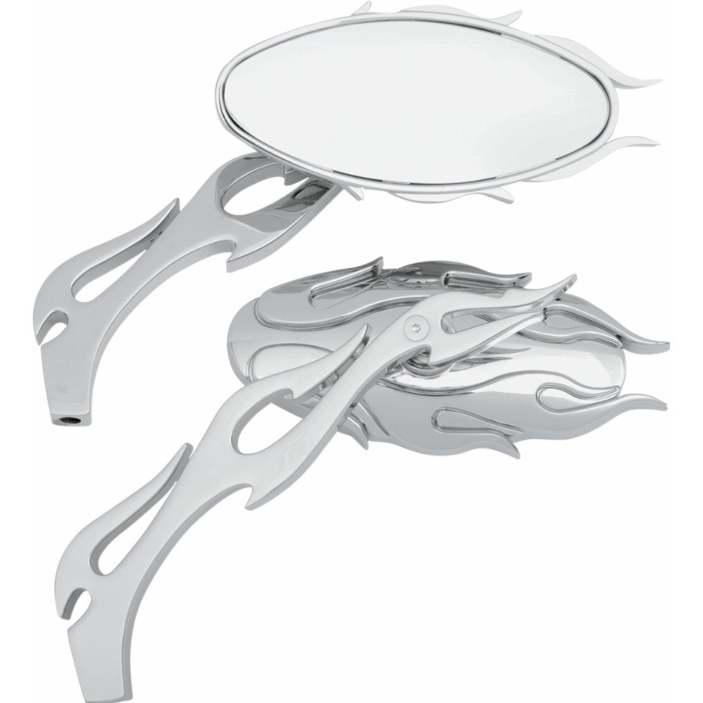 Drag Specialties Flame Oval Motorcycle Mirrors