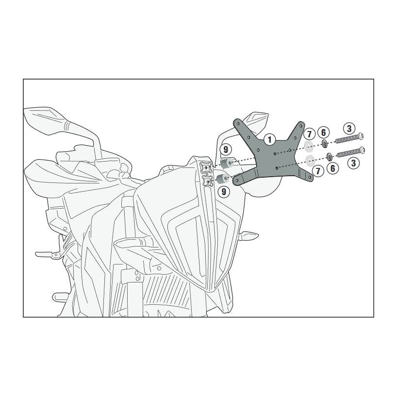 Kit de montage pour pare-brise Givi 7710DT/7710D