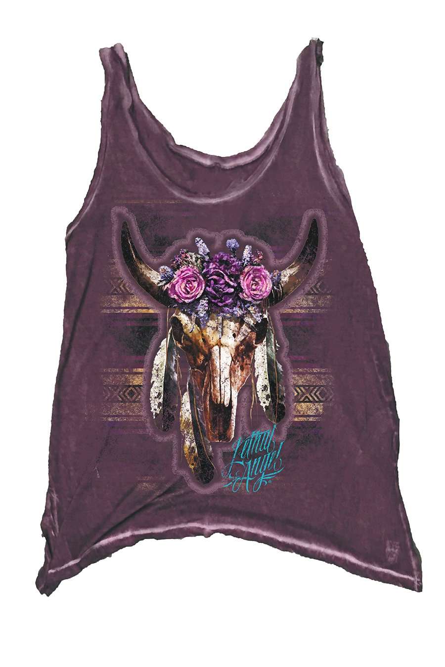 Lethal Angel Women&#39;s Western Floral Skull Tank (Closeout)