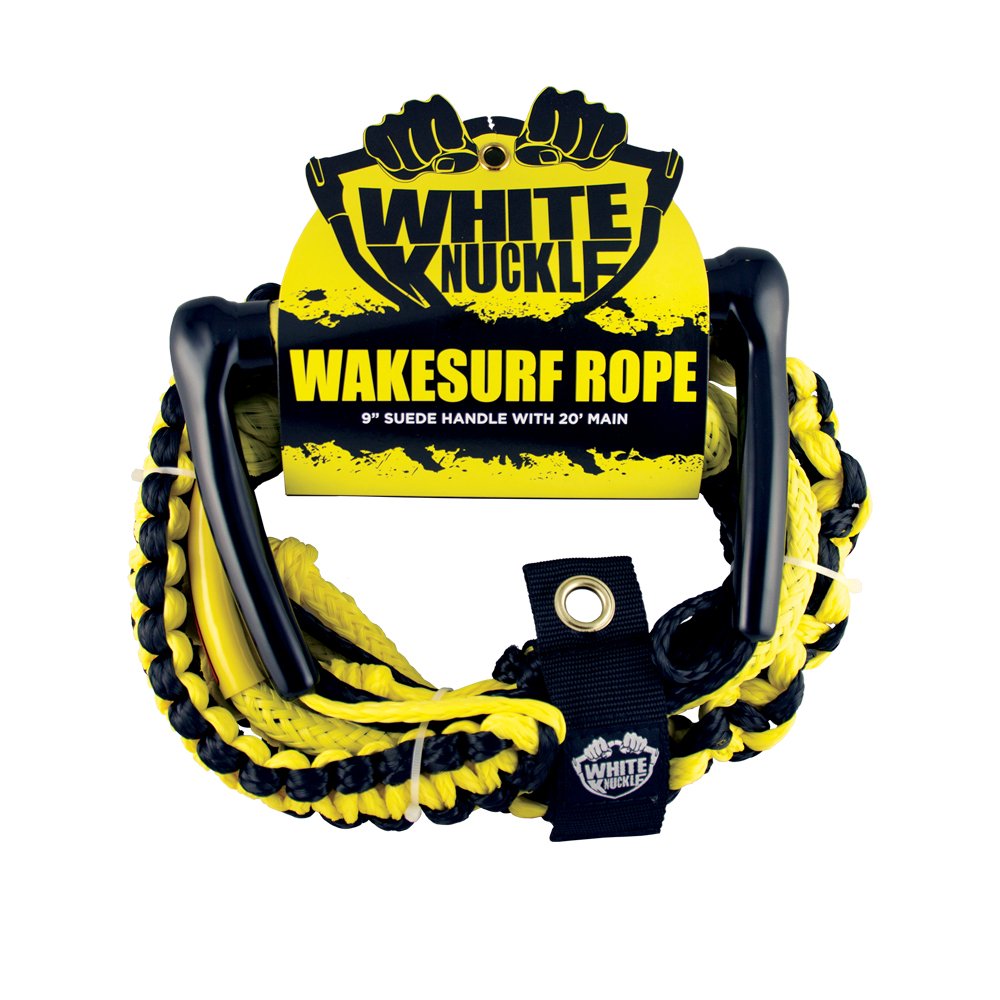 White Knuckle 20' Wakesurf Rope with 9" Suede Grip Handle
