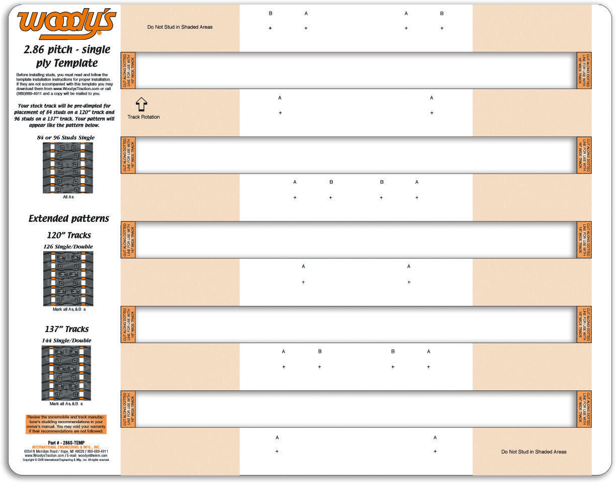 Woody's Single Ply Stud Template, 2.86" Pitch