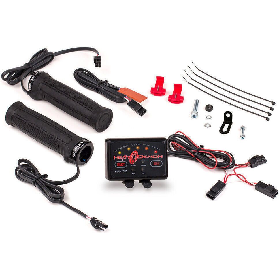 Kit de poignées chauffantes Heat Demon avec contrôleur à quatre zones à 5 niveaux et chauffe-pouce