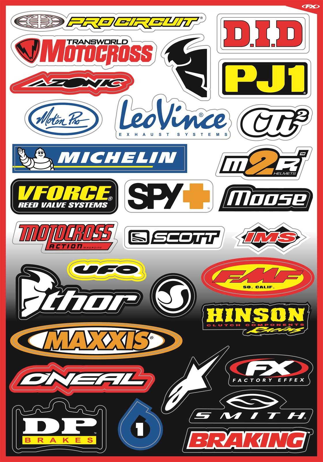 Feuille d'autocollants du kit sponsor B de Factory Effex