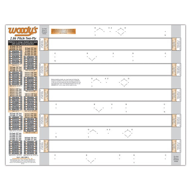 Woody's Stud template, 2 Ply, 2.86
