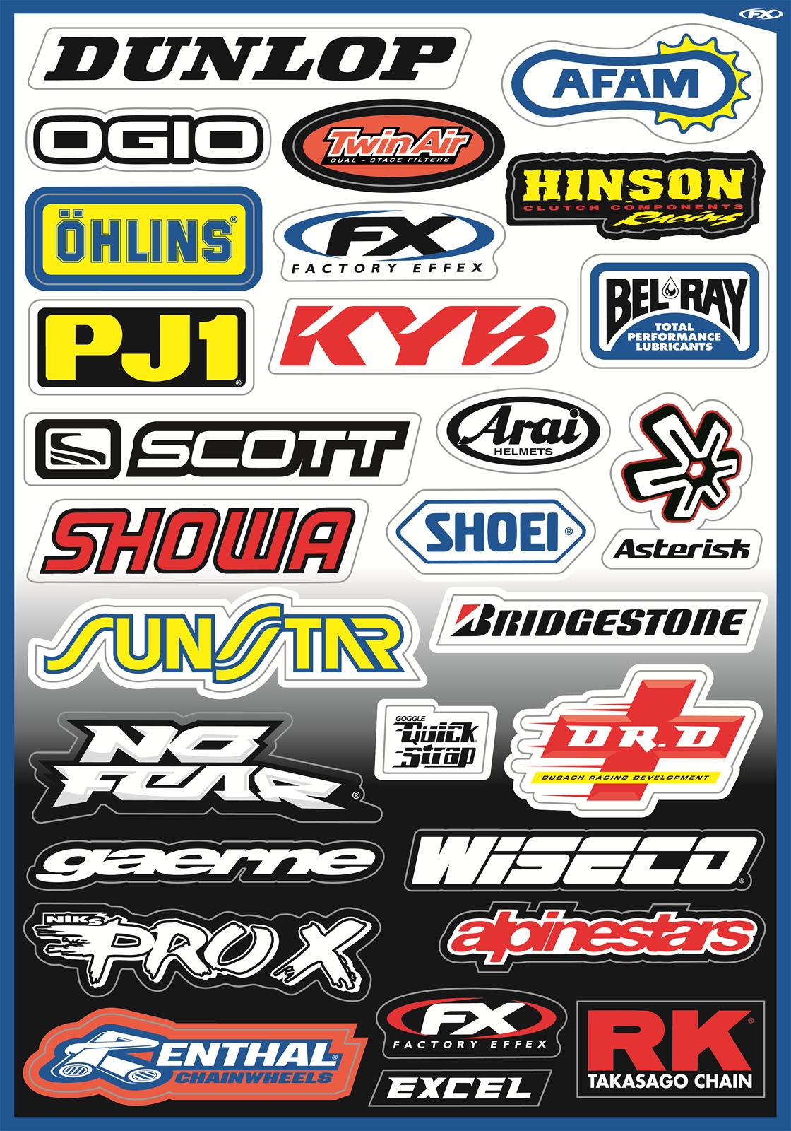 Feuille d'autocollants du kit de sponsor Factory Effex A