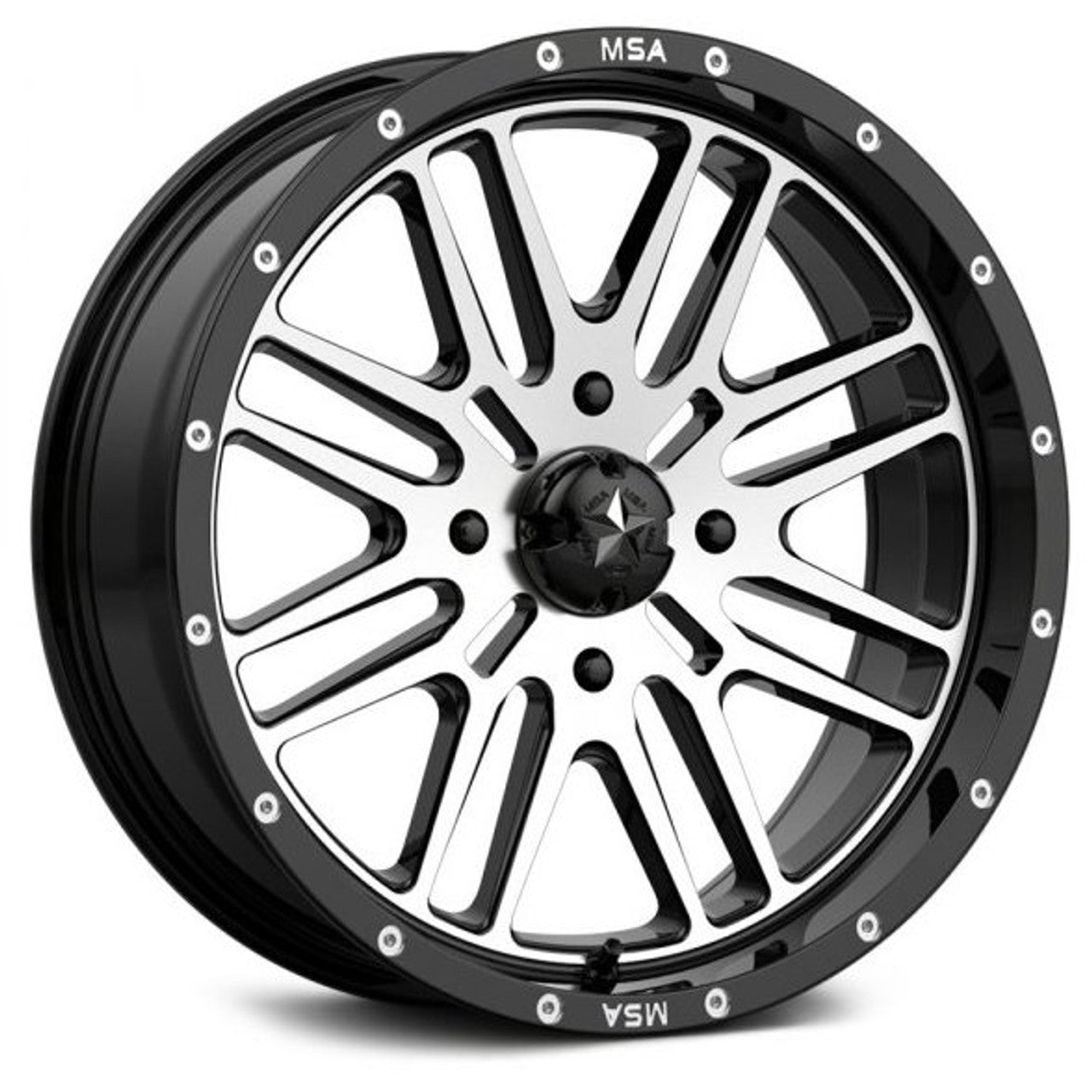Roues MSA Wheels M38 Brute (noir brillant/usinées)