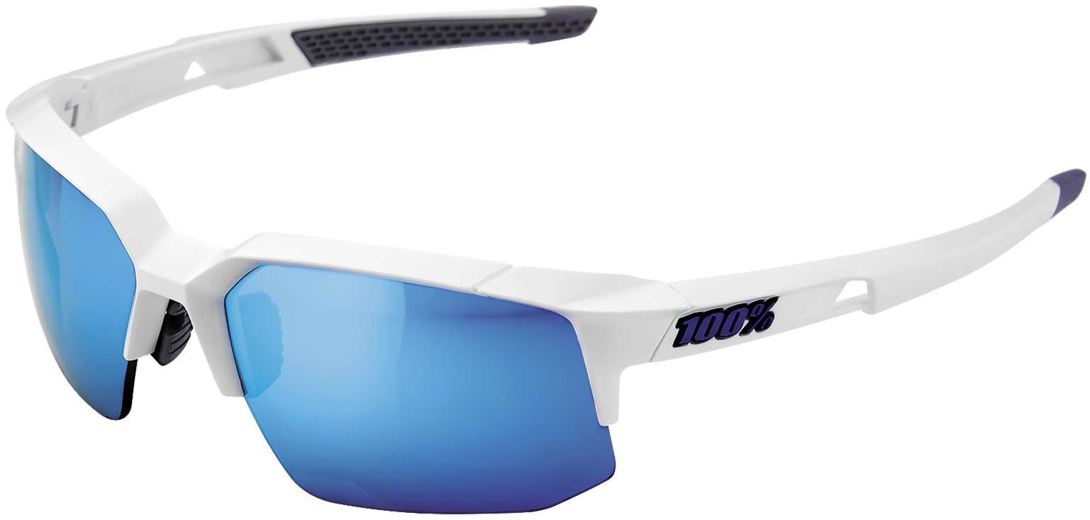 100% Speedcoupe Sunglasses, Matte White/Hiper Blue Mirror