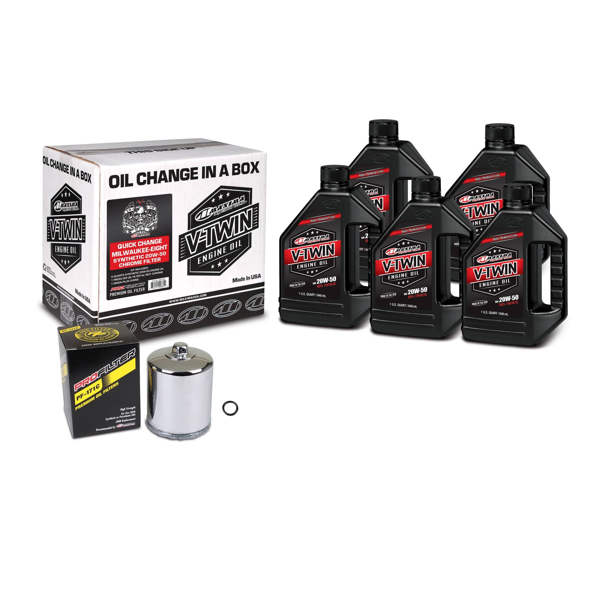 Maxima V-Twin Synthetic Oil Change Kit with Filter